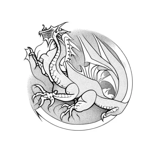 Welsh Dragon With Mountains