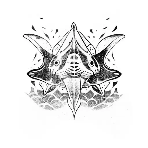 Manta Ray With Tiger Shark With Dolphin With Flying Fish