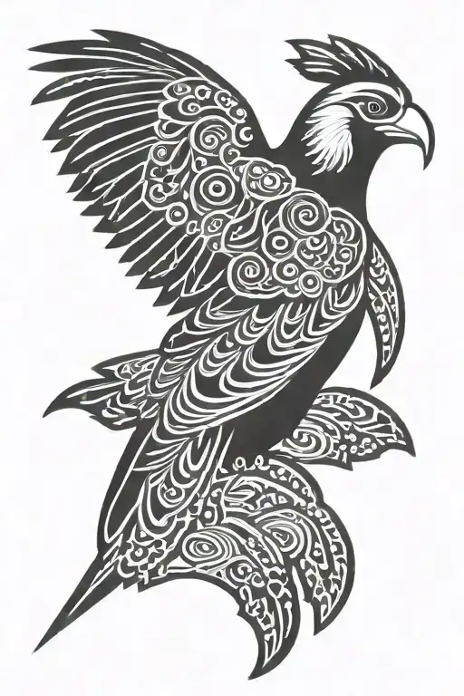 Brazilian Caracara Bird Drawn Entirely With African Adinkras Instead Of Boundary Lines