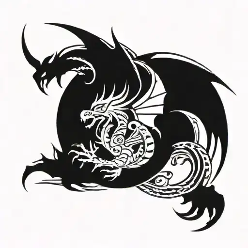 Dragon With Outstretched Wings For Hand