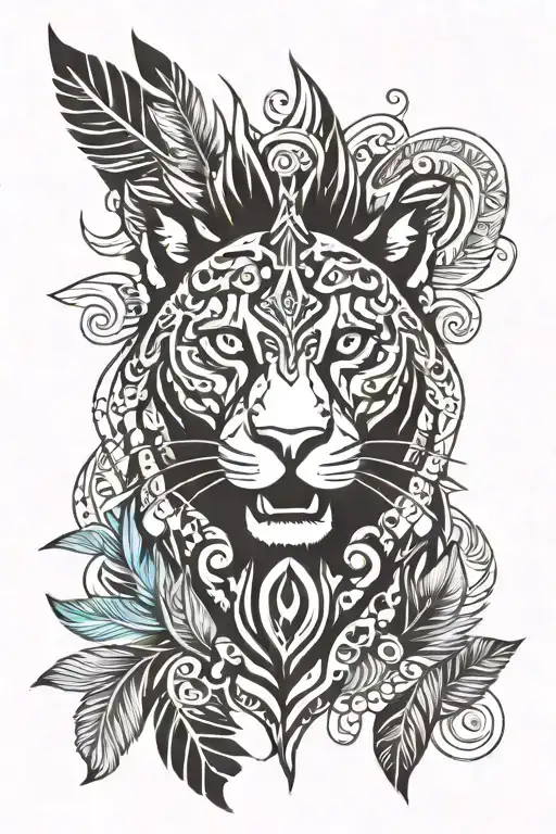 Aztec Jaguar Head With Feathers