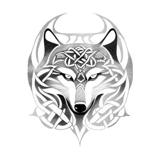 Celtic Tribal Wolf And Raven