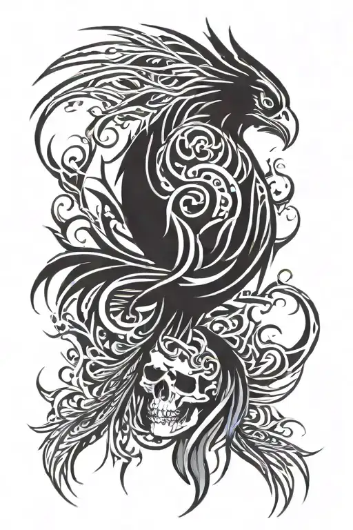 Phoenix Bursting From Skull