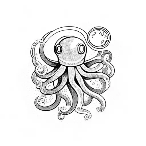 Octopus In Space With Astronaut Helmet On