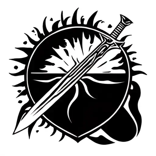 Sword In Shield With Sun Above