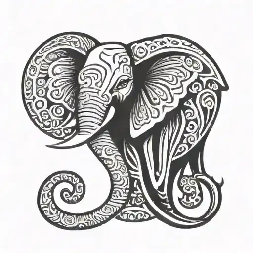 Initials W B With A Elephant Head Simple