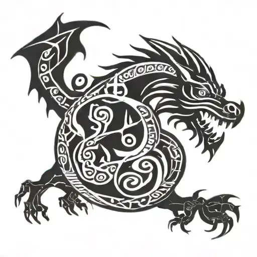 Clover Triskel Symbol Dragon Merlin