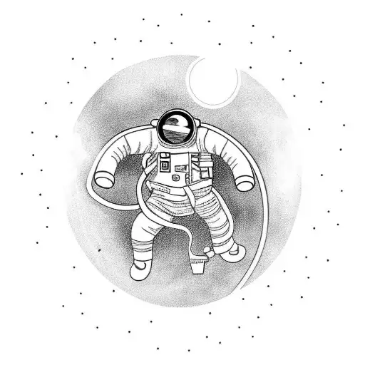 A Minimalist Tattoo Of An Astronaut Floating In Space