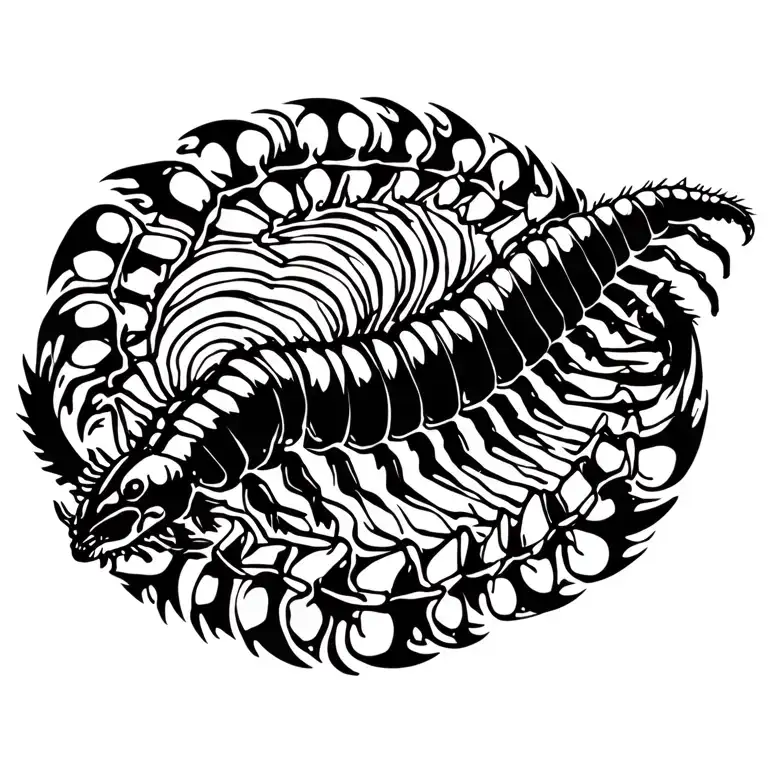 Centipede Crawling Up Back Tattoo Design