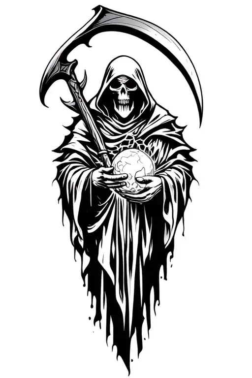 Grim Reaper With Scythe Holding The Orb Of Souls