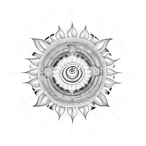 Sun And Spiral And Heart Chakra