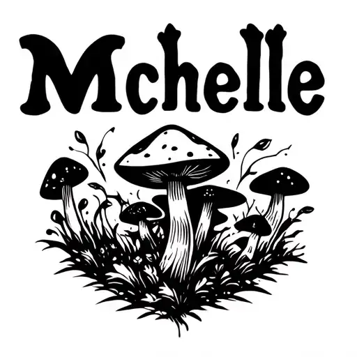 The Name Michelle With The Elemental Symbol For Air And Some Mushrooms Incorporated Somewhere