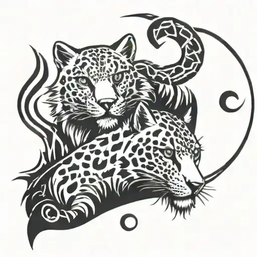 Snow Leopard And Wolf Ying And Yang Style