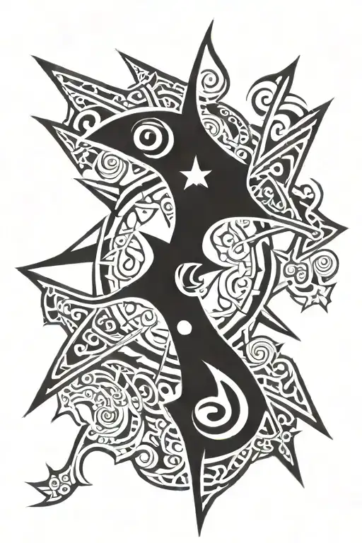 Tribal Ninja Star Sillouhetes