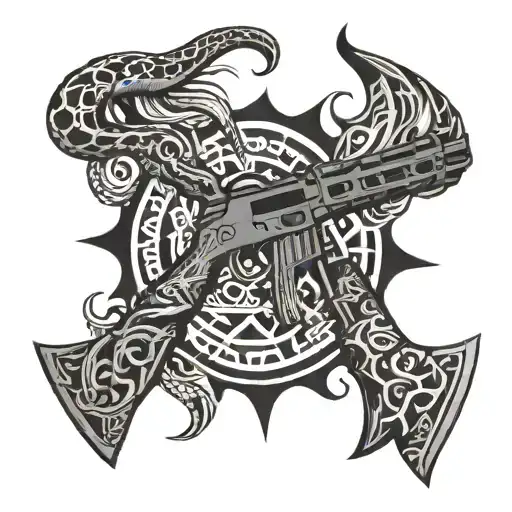 Snake & Ak47 Rifle Surrounded