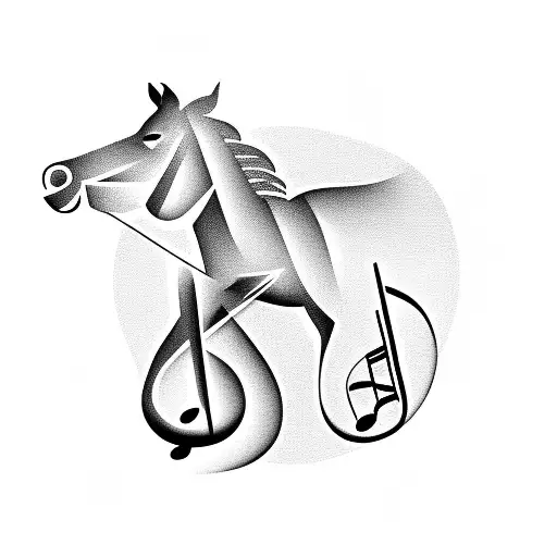 Musical Notes Forming A Horse Silhouette