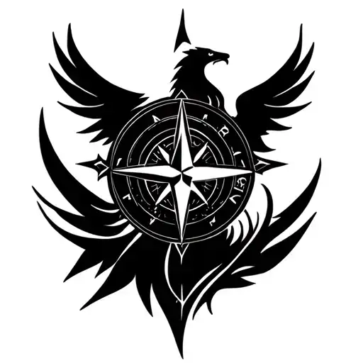 Nordic Compass With Phoenix Rising