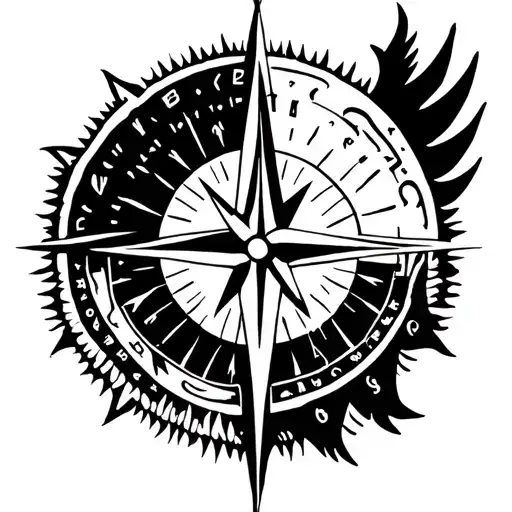 Nordic Compass With Phoenix Rising Sun In The Background