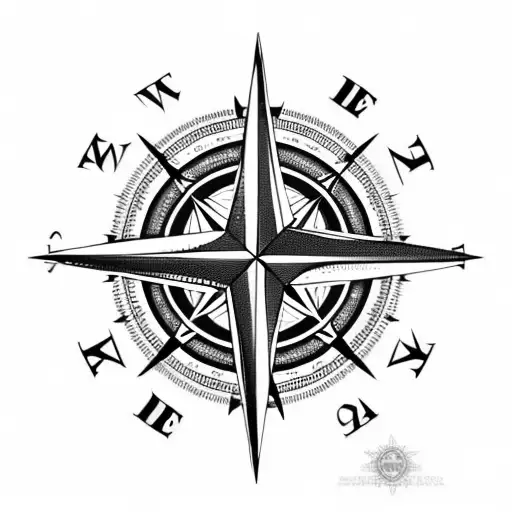 Compass Rose On African Continent With Skull And Crossbones