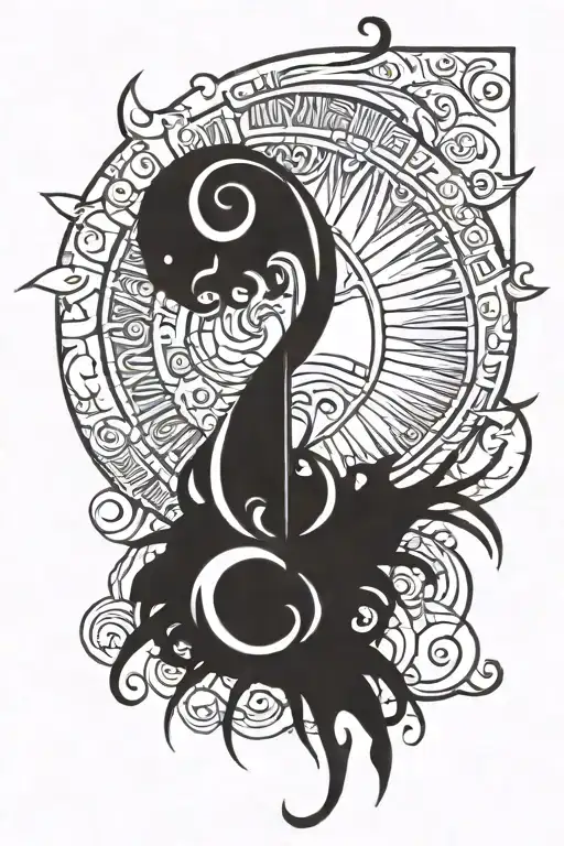 F Clef Inside A Sun Rays