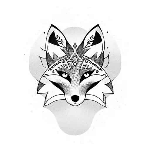 Simpel Tribal Tattoo Design Of A Fox Girl