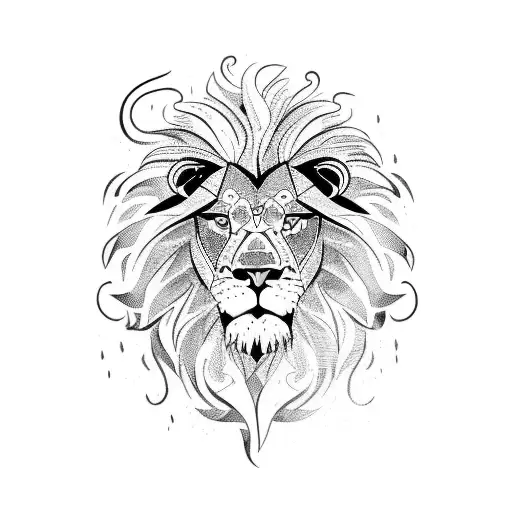 A Detailed Lion Face Emerging From Crashing Ocean Waves