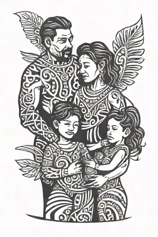 A Father And Mother With Their 5 Year Old Daughter And 3 Year Old Son