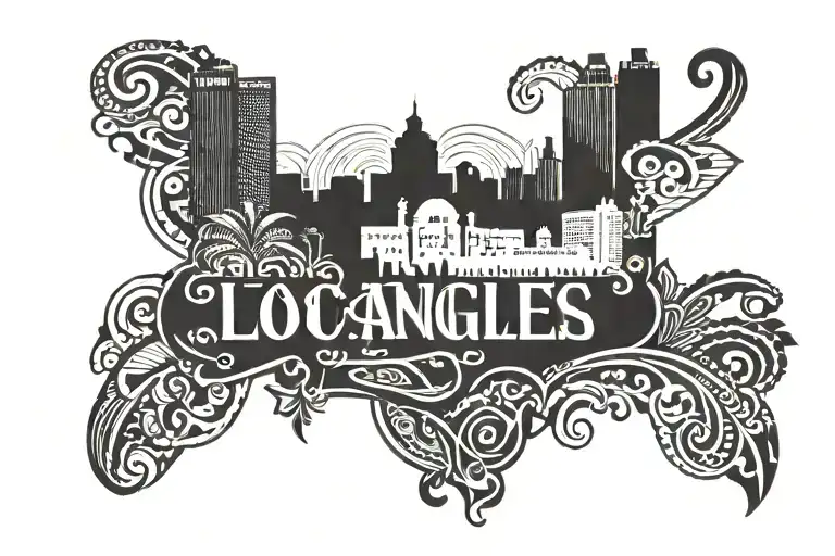 Silhouette Of Los Angeles Inside The Word Belize