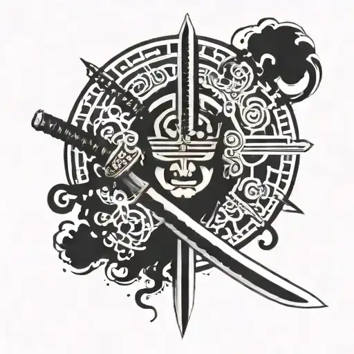 Katana With Black Clouds Surrounding