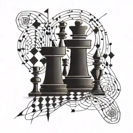 Abstract Representation Of Stock Market Graphs Intertwined With Chess Pieces
