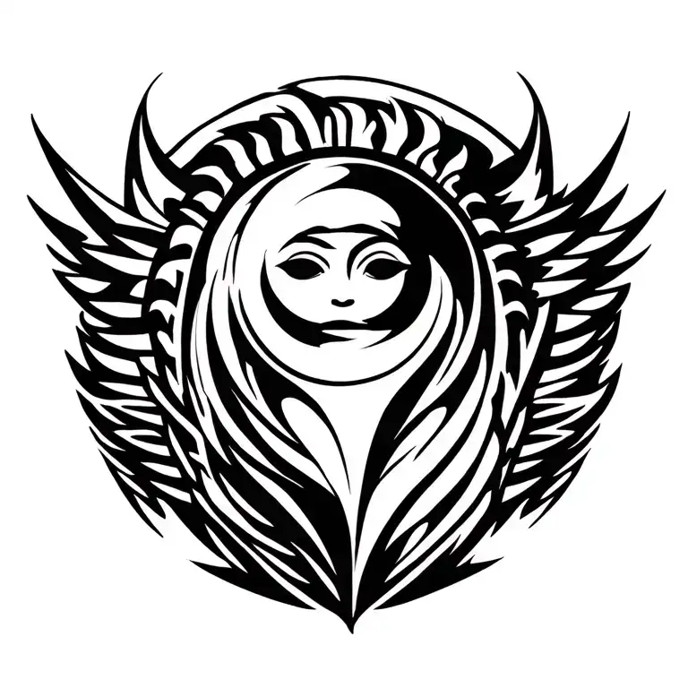 Sun With Two Wings Spread Wide