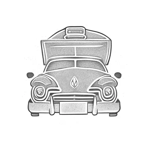 A Blue Travel Van With Luggage On The Roof