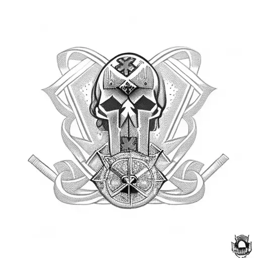 Cross Of The Templars Whit Dog's Skull And Pink Plumeria Rubra