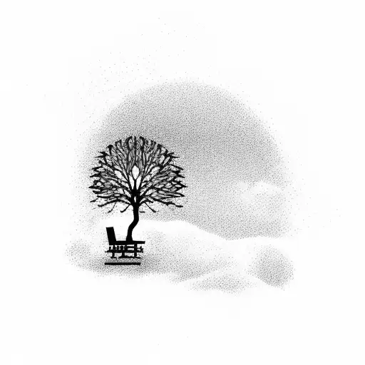 A Lone Tree With A Swing On It's Branch A Grass Covered Hill