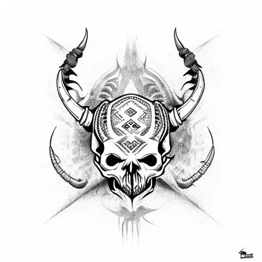 Diablo Skull With A Tribal Scorpion