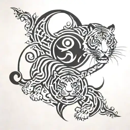 Tiger And Monkey Ying Yang