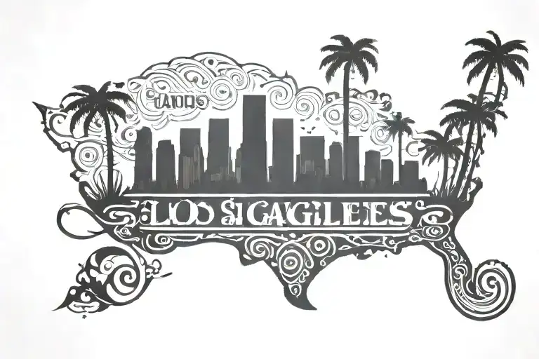 Silhouette Of Los Angeles Inside The Word Belize