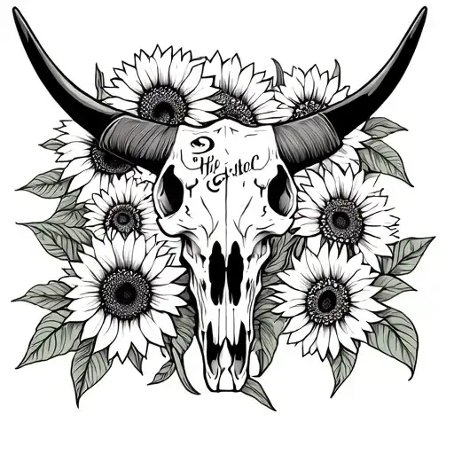 Longhorn Skull And Sunflowers Wrapped