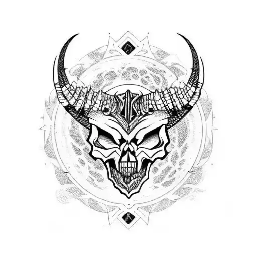 Skull Wolf Scorpio Sign Moon