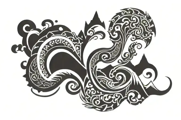 Waves Mountains Gye Nyame Symbol