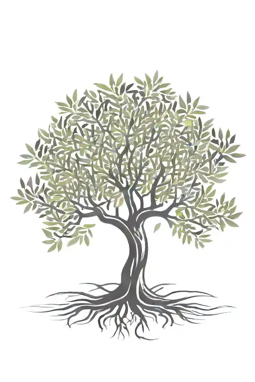 Simple Olive Tree With Roots