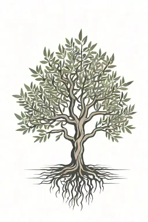 Simple Olive Tree With Roots