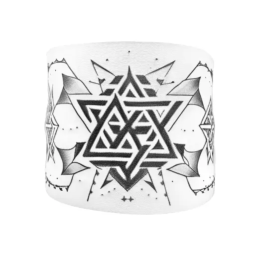 Polynasian Style Armband Tattoo With Star Of David Repetedly Incorporated Into The Patterns