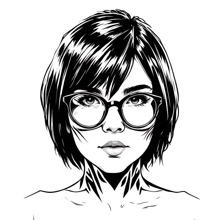 Girl With Glasses And Short Hair With Western Border
