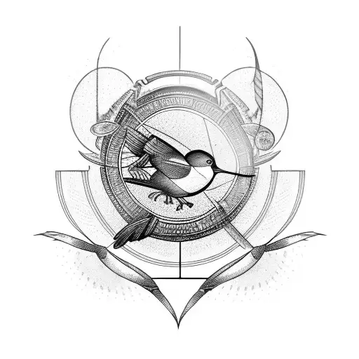 An Hour Glass With A Bird At The Top And A Fish At The Bottom