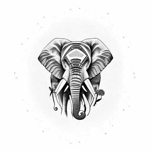 Elephant With Flowers