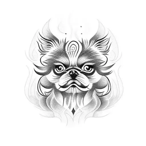 Fire Tattoo Pekinese Red Colored