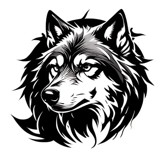 Wolf With Japan Temple Surrounded