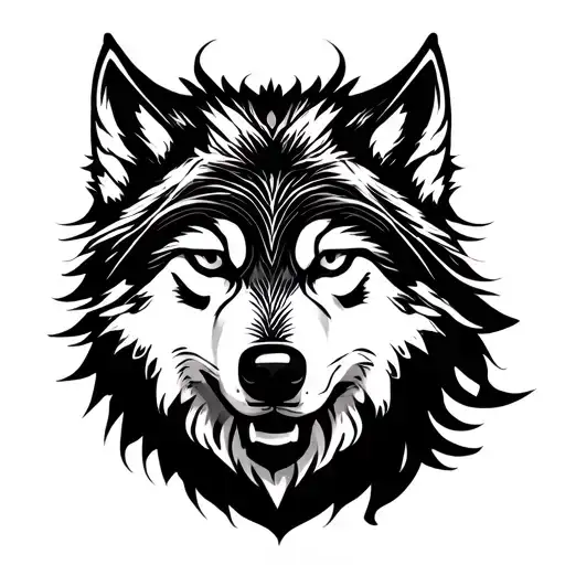 Wolf With Japan Temple Bottom Half Combined