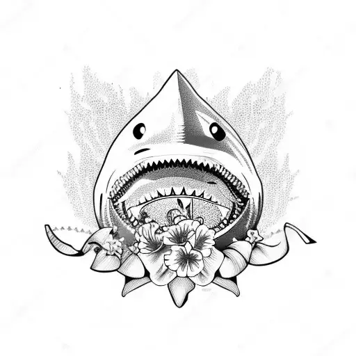 Shark With A Hibiscus Flower